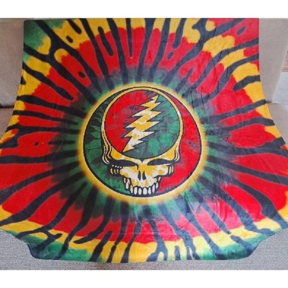 New Rasta Steal Your Face Grateful Dead Skull Thick Fleece Throw Gift Blanket